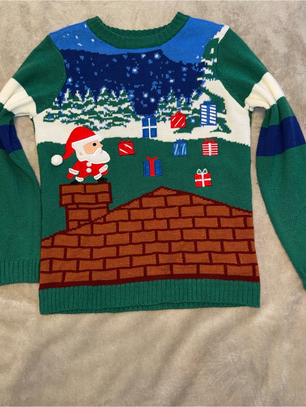 Holiday Time Youth Large 10-12 Santa Christmas Sweater